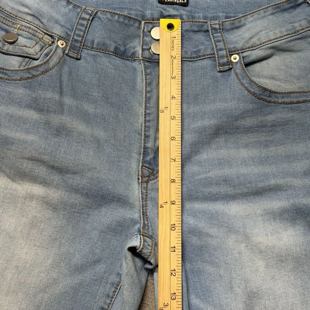 Flamingals Womens 2XL Jeans Straight Leg Mid Rise Flap Pockets Stretch Denim